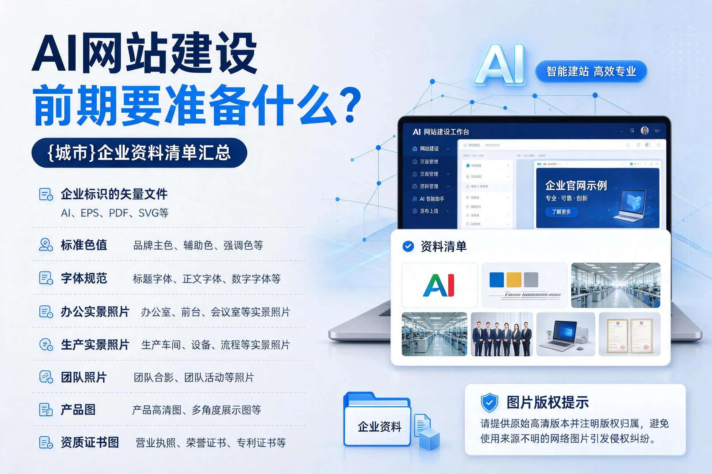 AI网站建设前期要准备什么?徐州企业资料清单汇总
